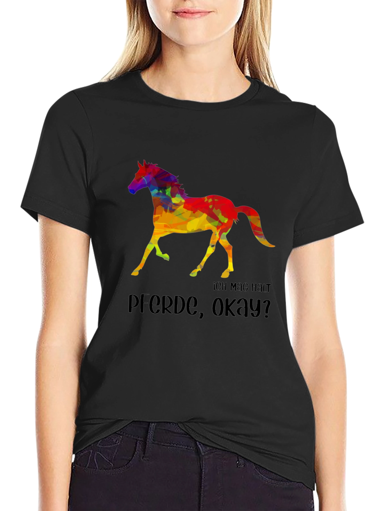 Colorful Horse Graphic T-Shirt - Ich Mag Halt Pferde Okay?