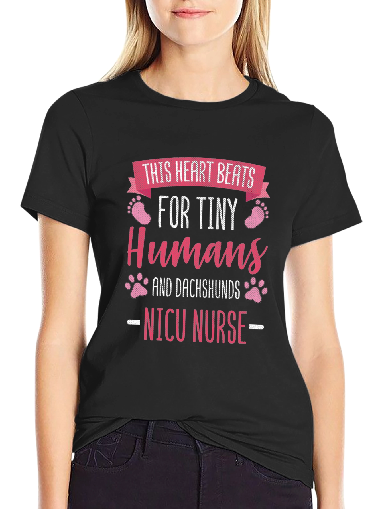 NICU Nurse T-Shirt: This Heart Beats For Tiny Humans and Dachshunds