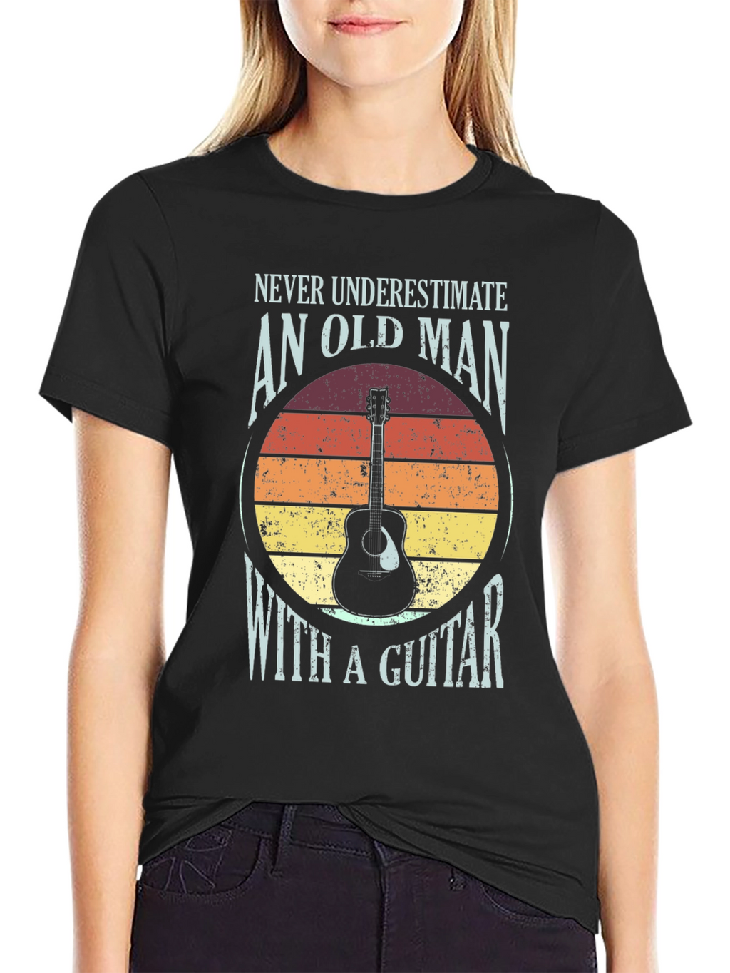 Old Man with a Guitar T-Shirt - Black