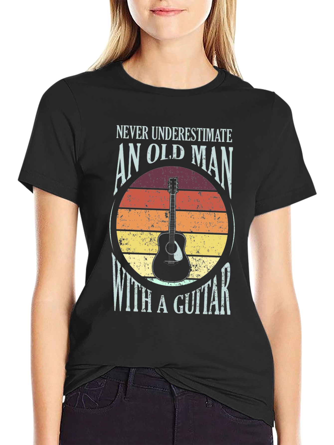 Old Man with a Guitar T-Shirt - Black