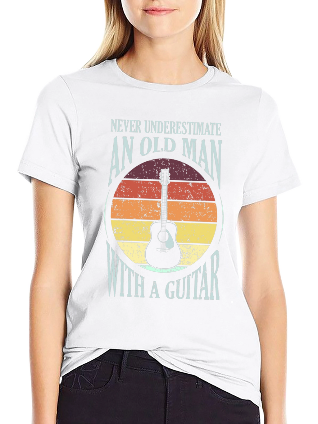 Old Man with a Guitar T-Shirt - Black