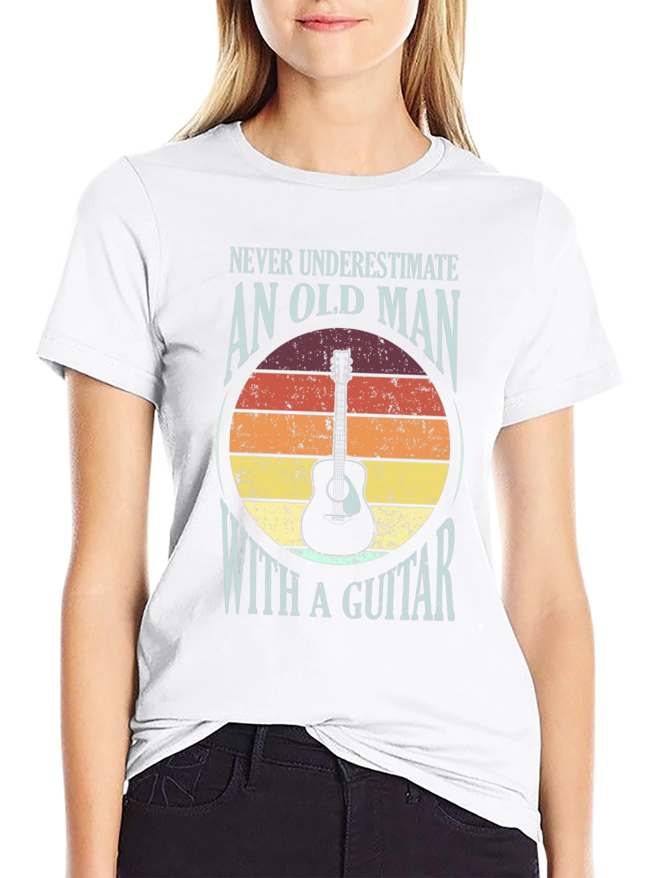 Old Man with a Guitar T-Shirt - Black