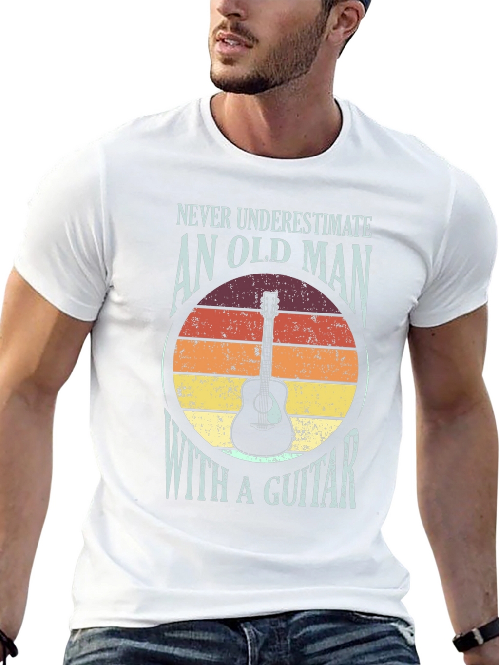 Old Man with a Guitar T-Shirt - Black