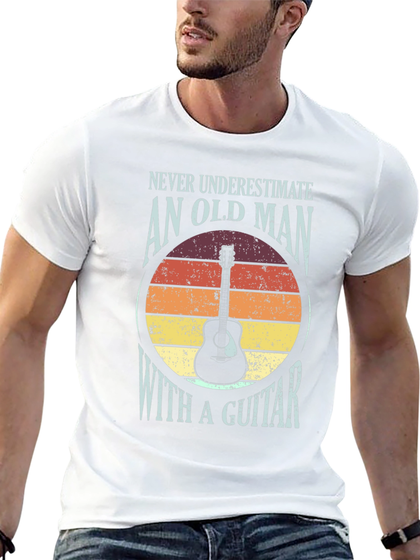 Old Man with a Guitar T-Shirt - Black