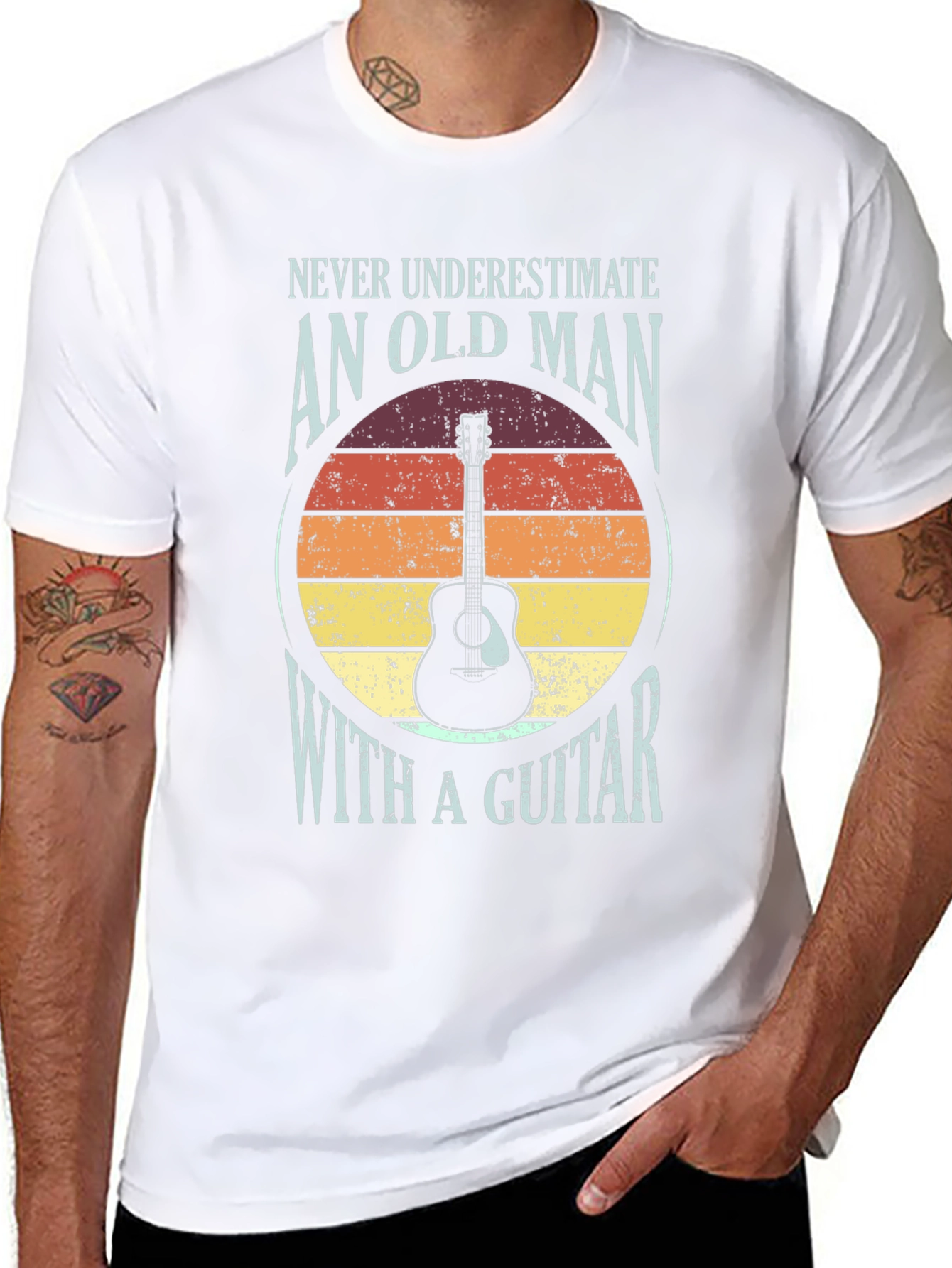 Old Man with a Guitar T-Shirt - Black