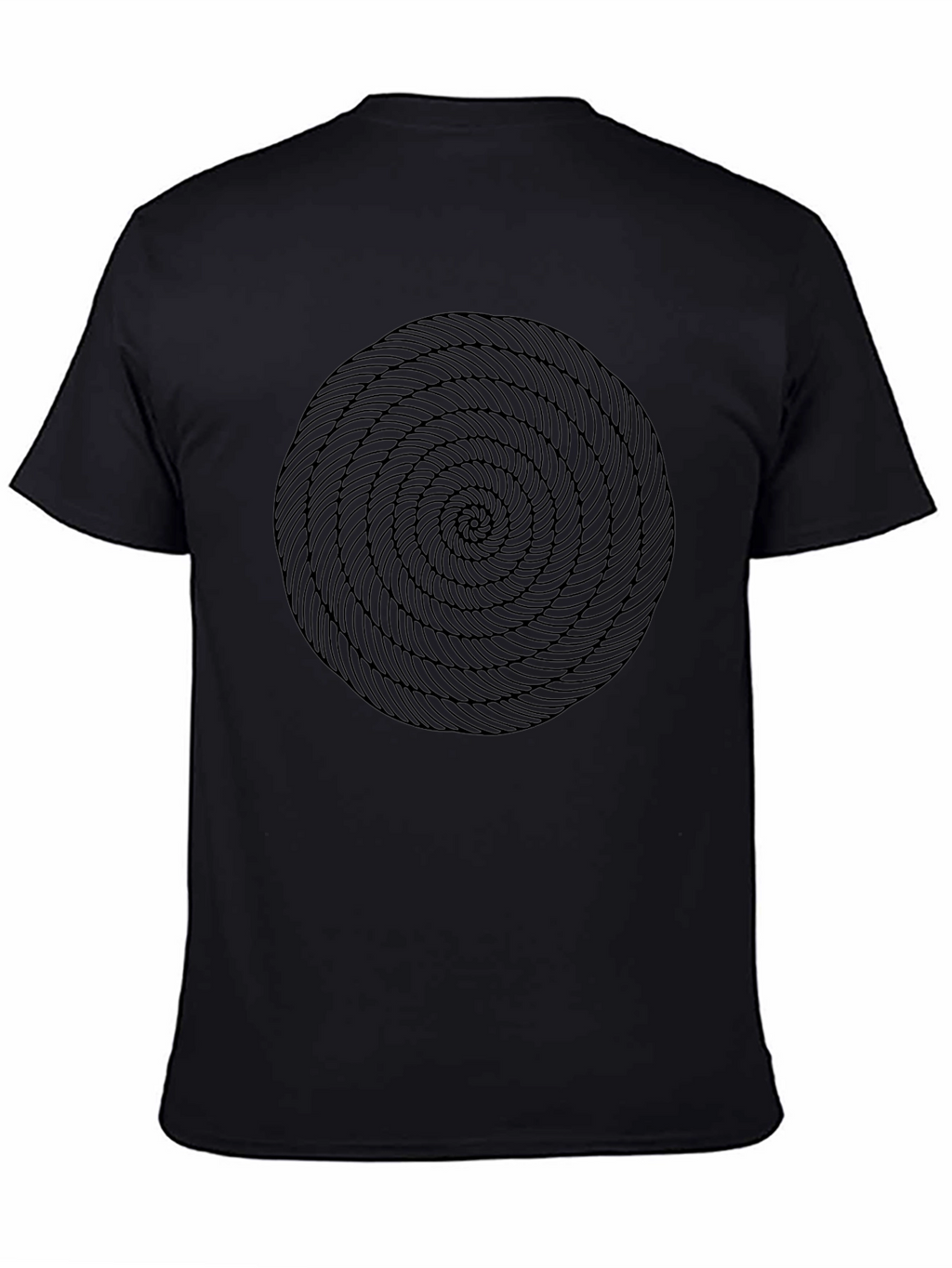 Abstract Spiral Design Black Cotton T-Shirt