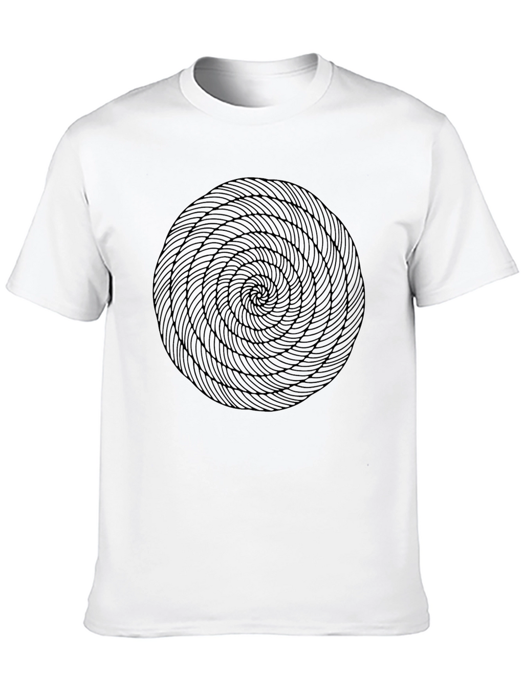 Abstract Spiral Design Black Cotton T-Shirt