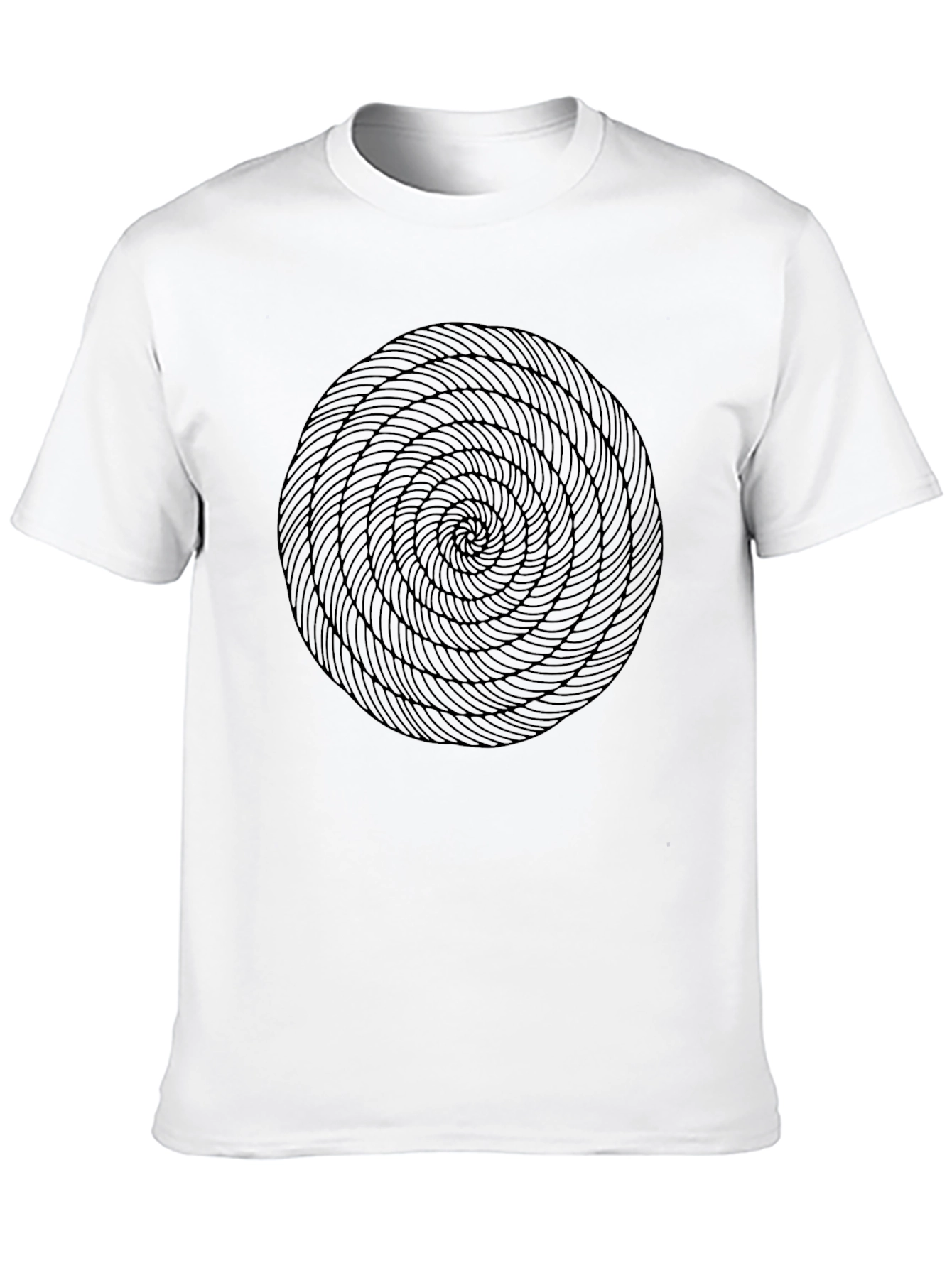 Abstract Spiral Design Black Cotton T-Shirt