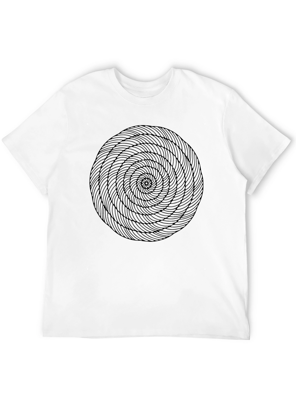 Abstract Spiral Design Black Cotton T-Shirt