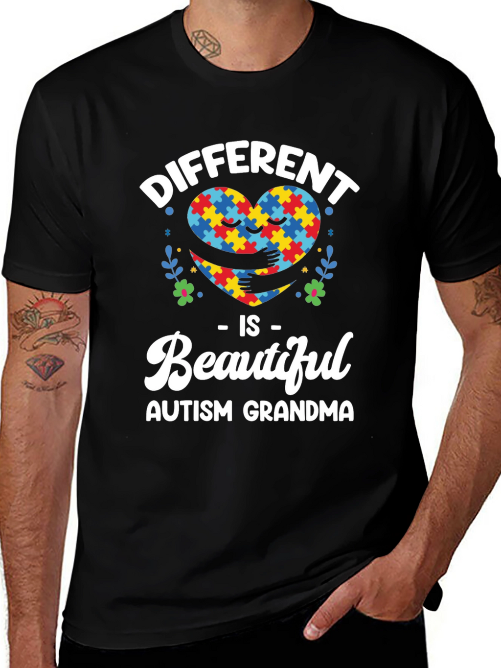 Autism Grandma T-Shirt - Different Is Beautiful