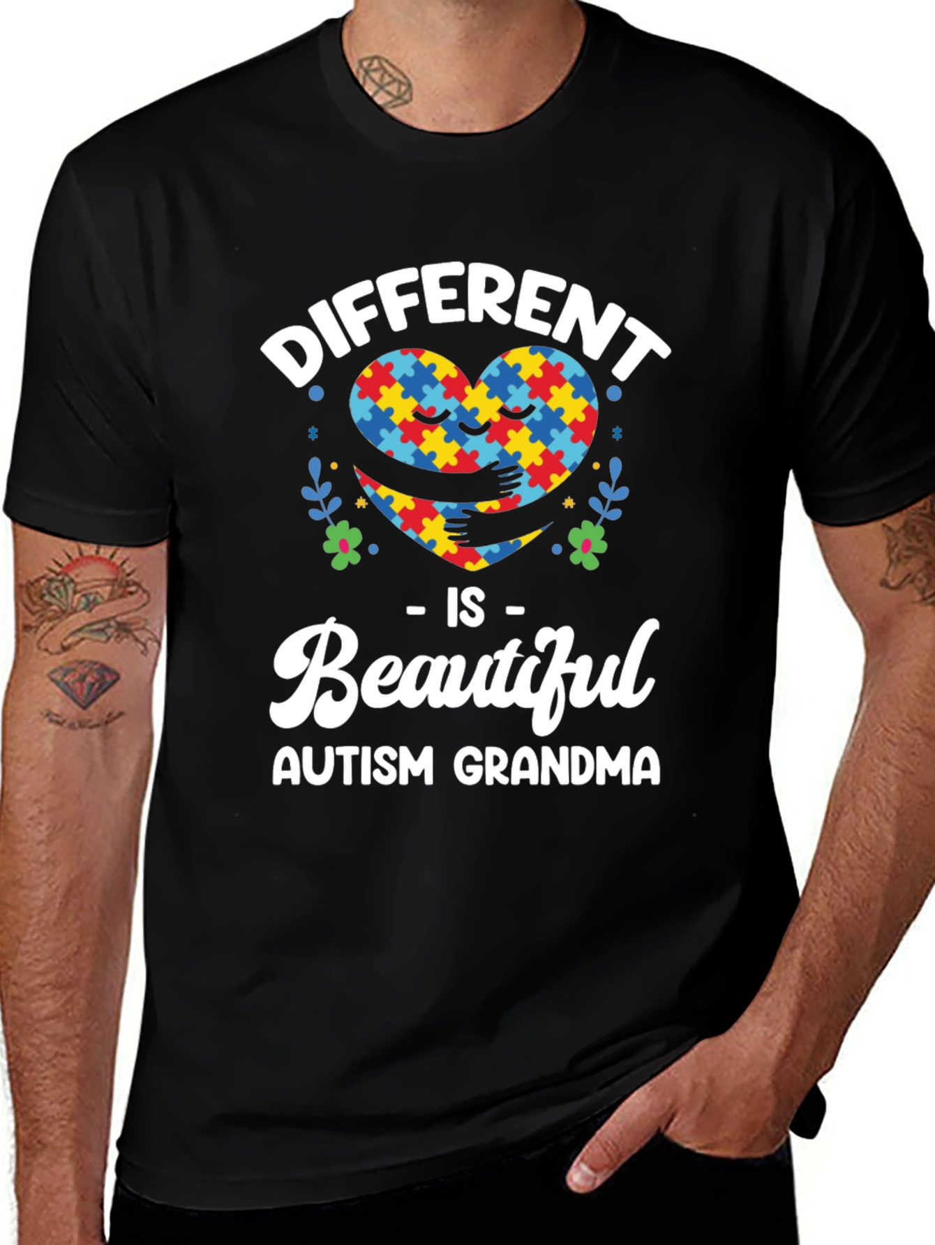 Autism Grandma T-Shirt - Different Is Beautiful