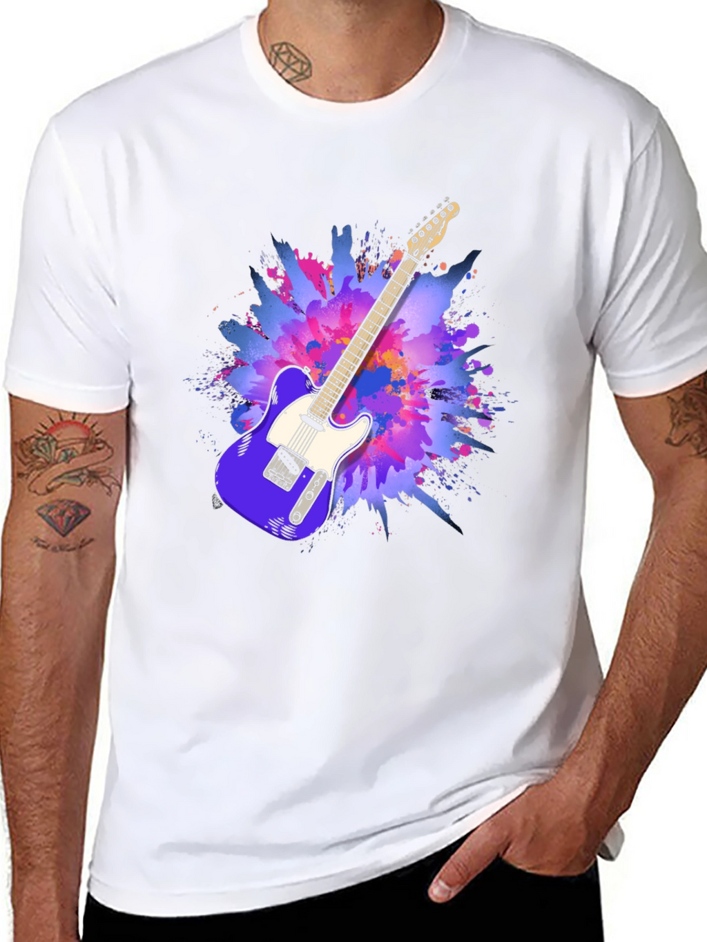Guitar Splash Graphic T-Shirt - Black