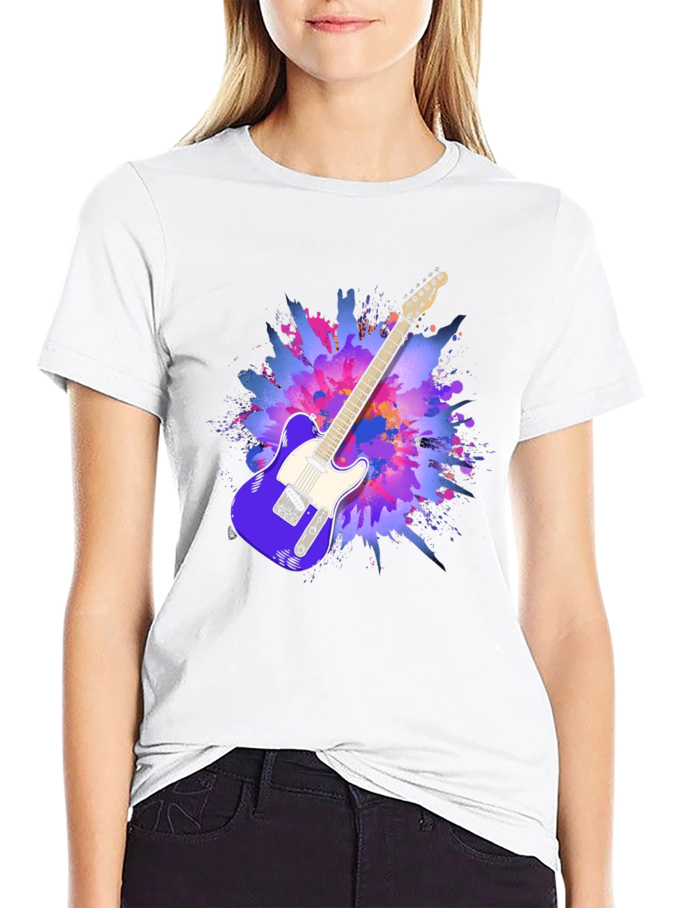 Guitar Splash Graphic T-Shirt - Black