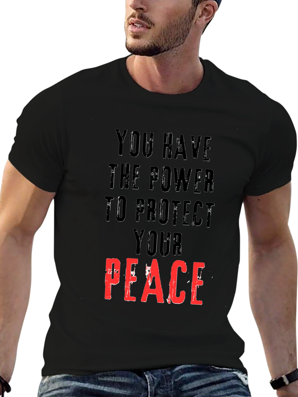 Power to Protect Peace Graphic Tee - Black