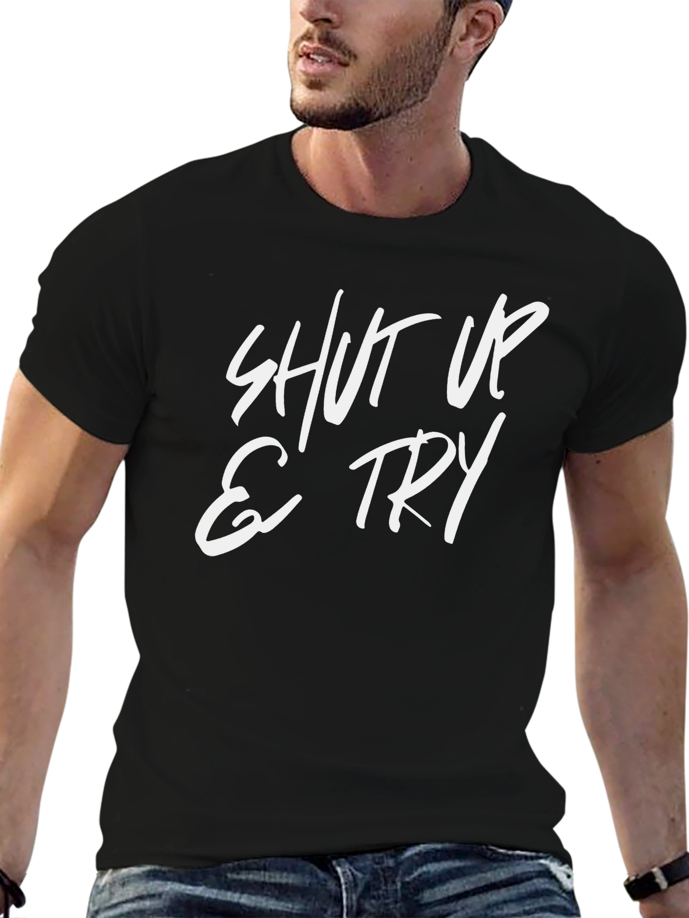 Shut Up and Try Graphic Tee - Black