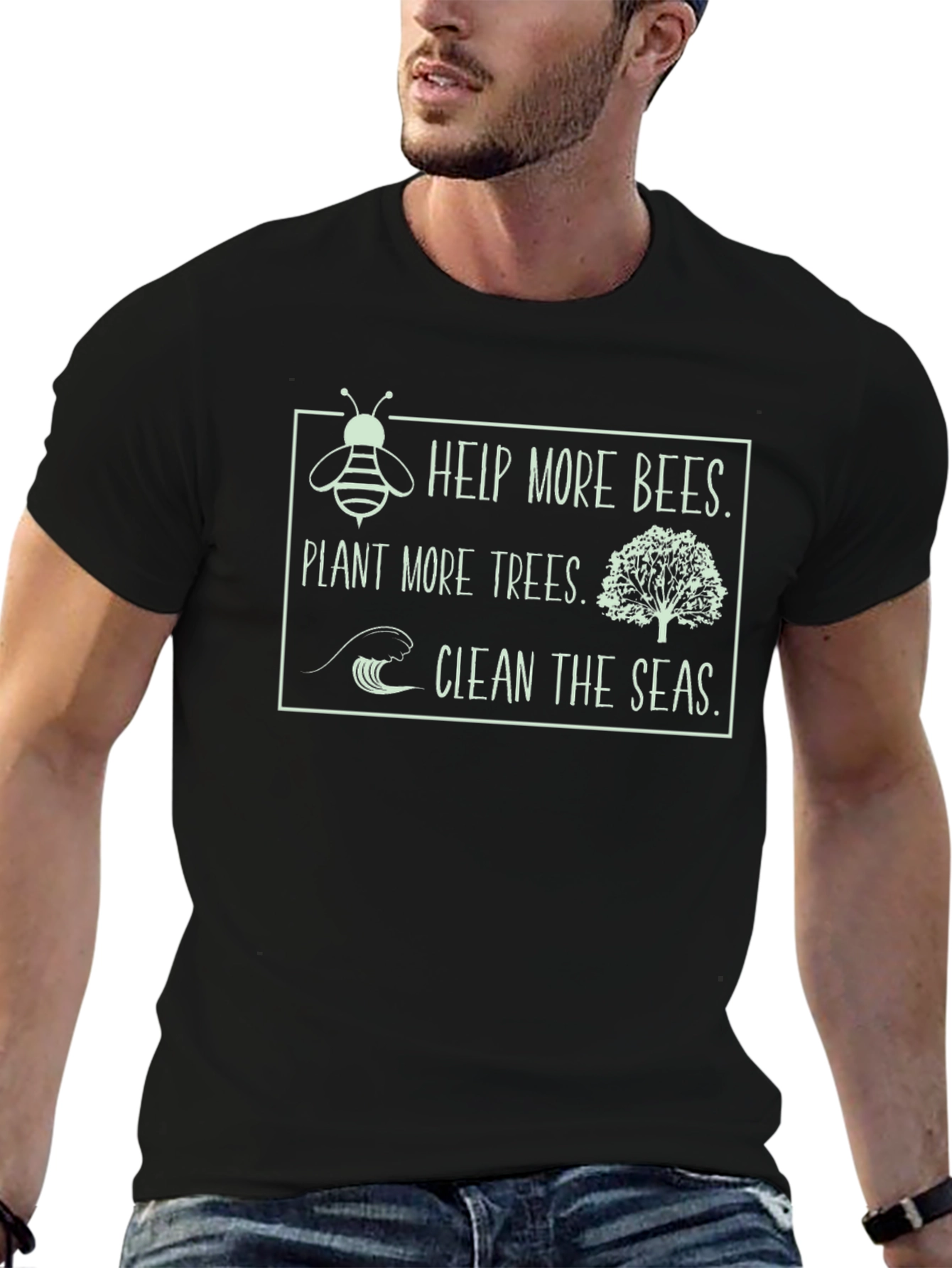 Eco-Friendly T-Shirt: Help Bees Plant Trees Clean Seas