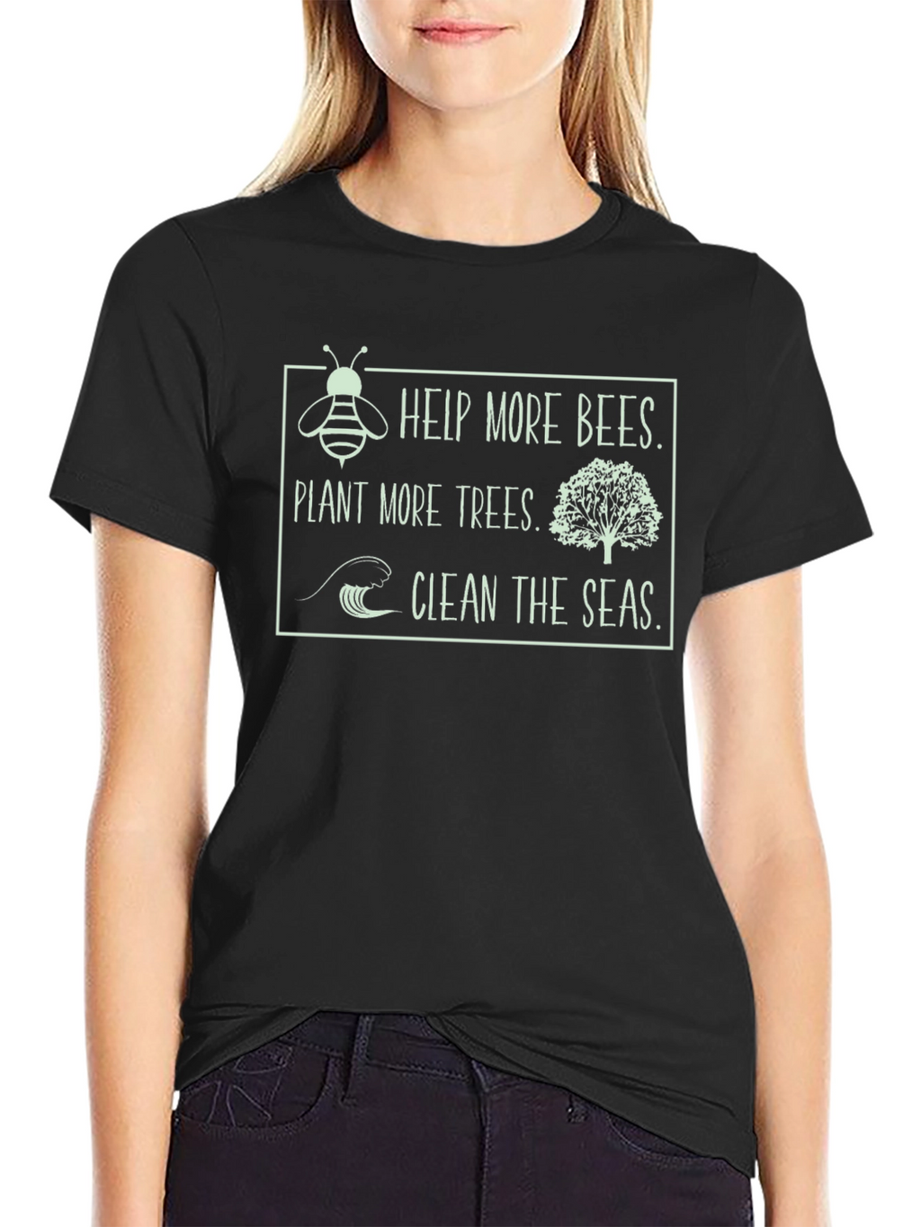 Eco-Friendly T-Shirt: Help Bees Plant Trees Clean Seas