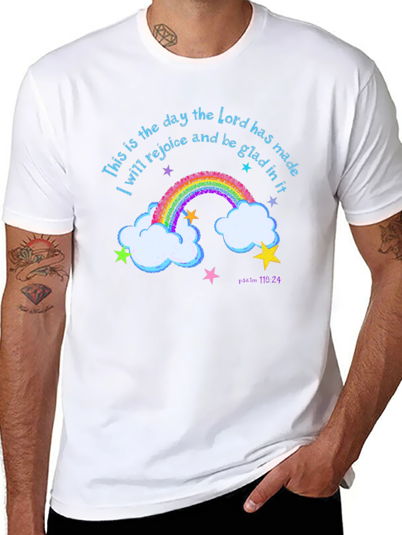 Rainbow Psalm T-Shirt: Rejoice and Be Glad