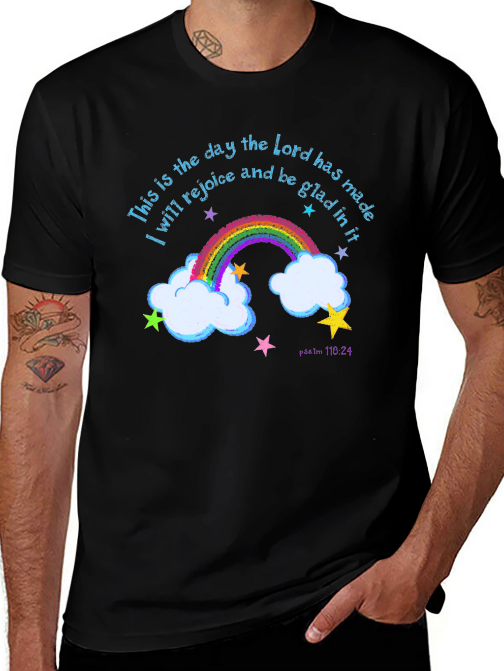 Rainbow Psalm T-Shirt: Rejoice and Be Glad