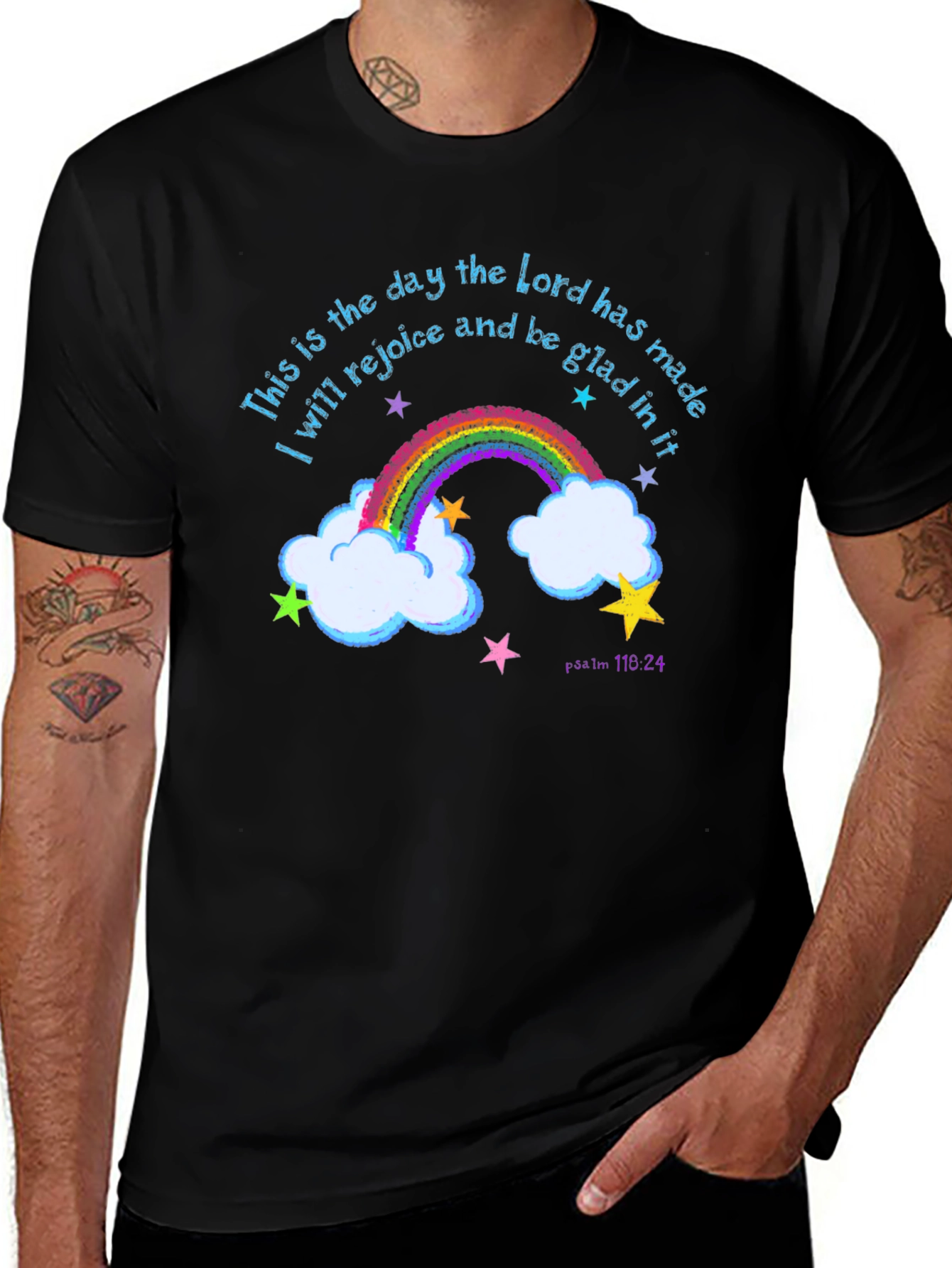 Rainbow Psalm T-Shirt: Rejoice and Be Glad