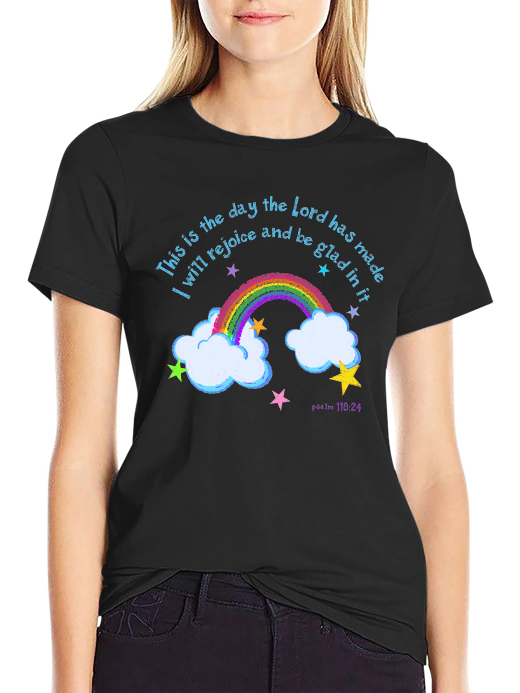 Rainbow Psalm T-Shirt: Rejoice and Be Glad