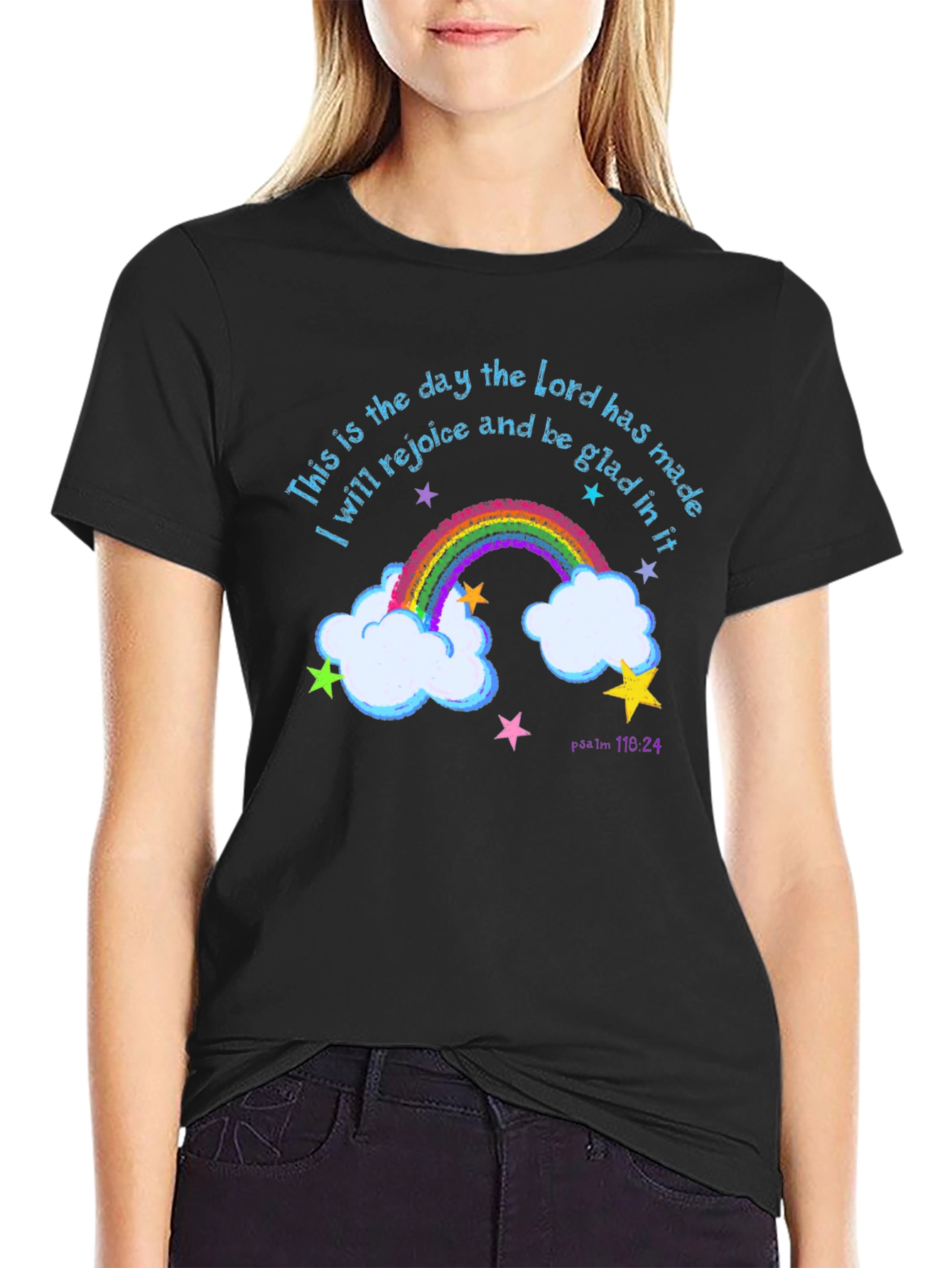 Rainbow Psalm T-Shirt: Rejoice and Be Glad