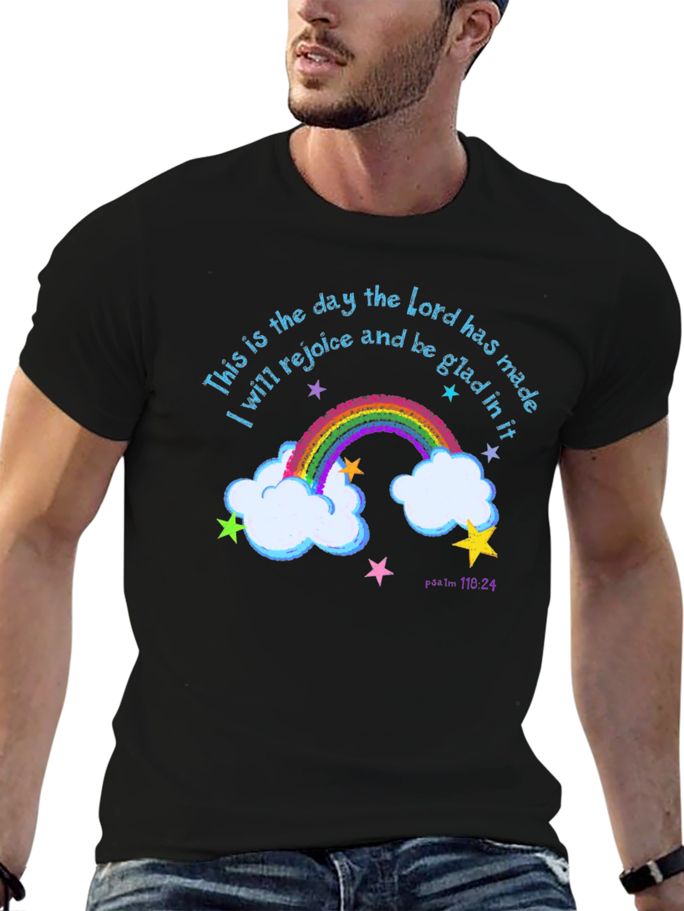 Rainbow Psalm T-Shirt: Rejoice and Be Glad