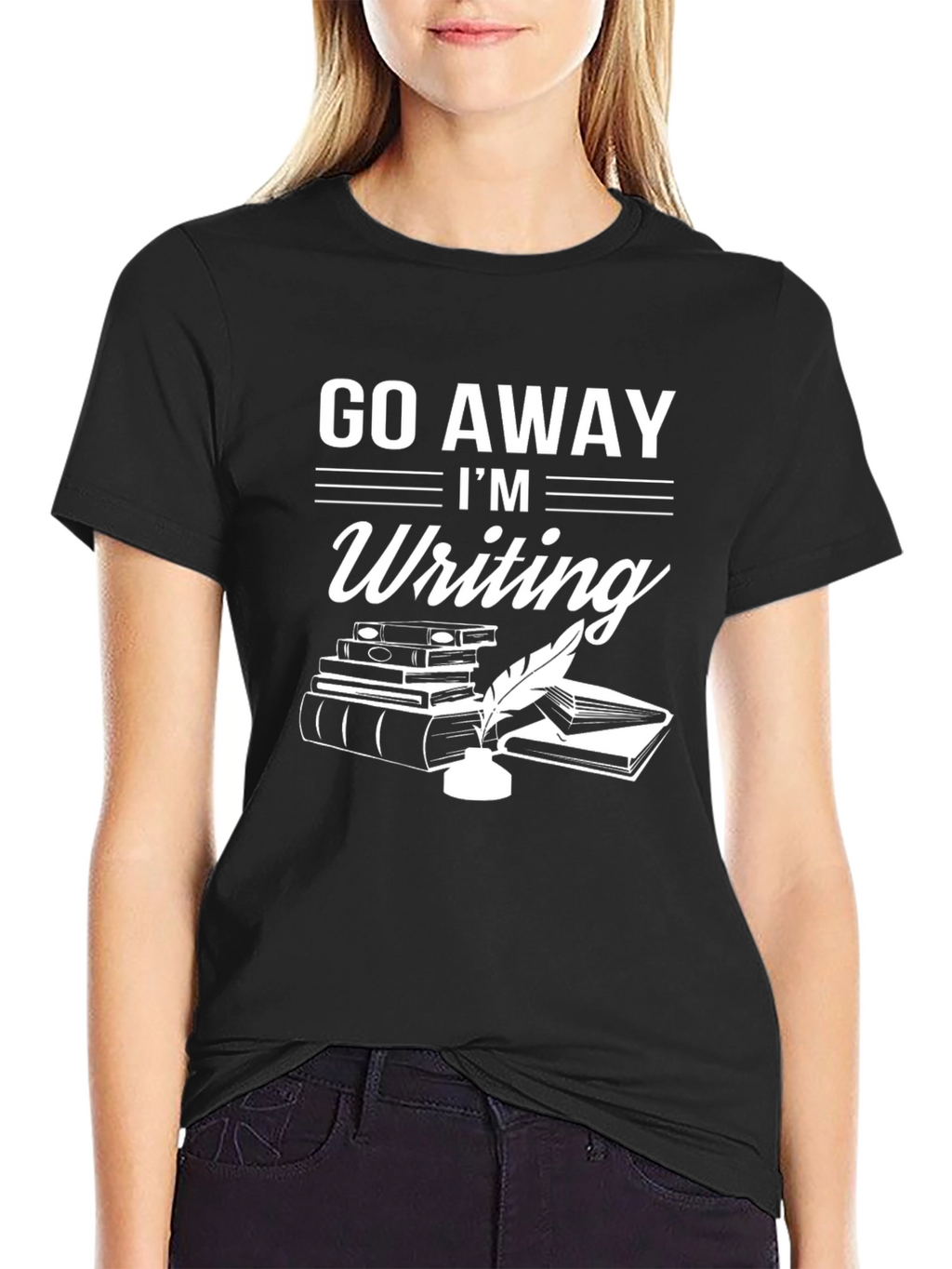 Go Away Im Writing Black T-Shirt