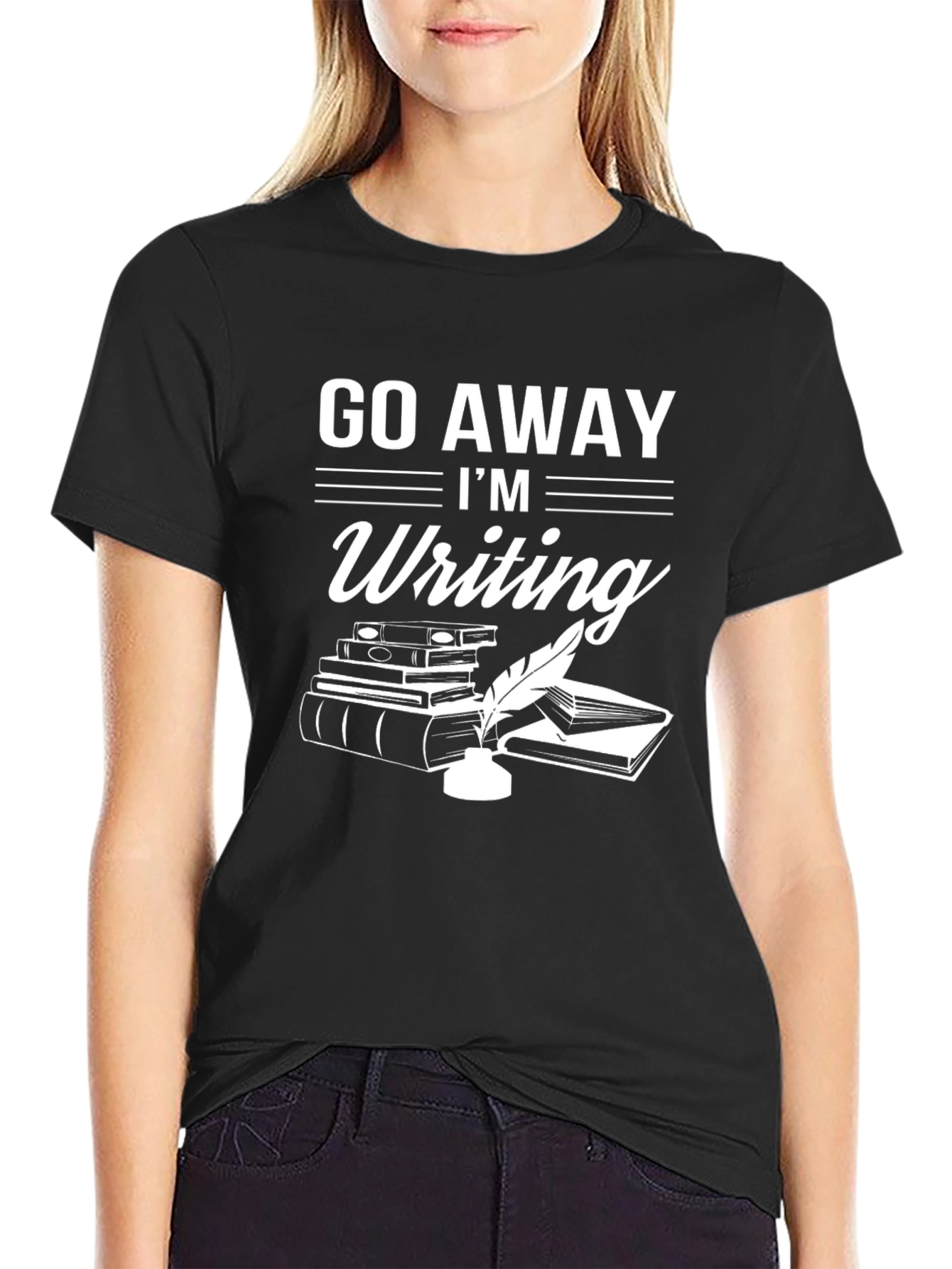 Go Away Im Writing Black T-Shirt