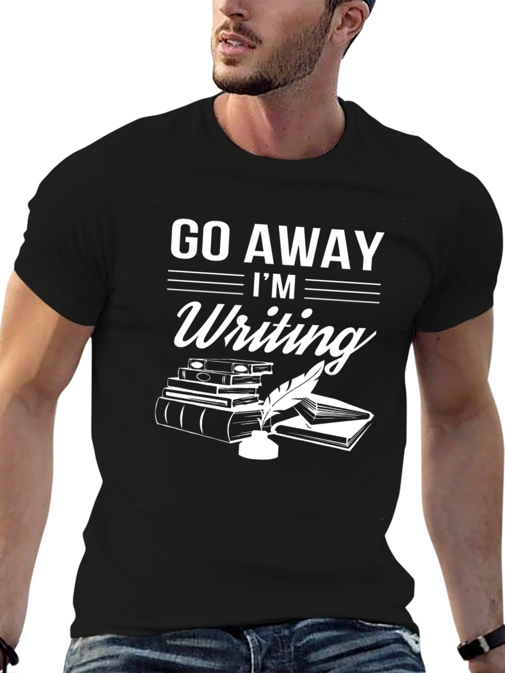 Go Away Im Writing Black T-Shirt