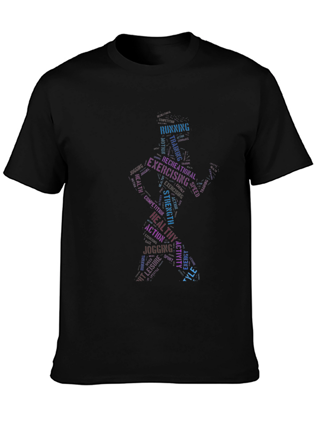 Fitness Word Art Graphic T-Shirt - Exercise Tee