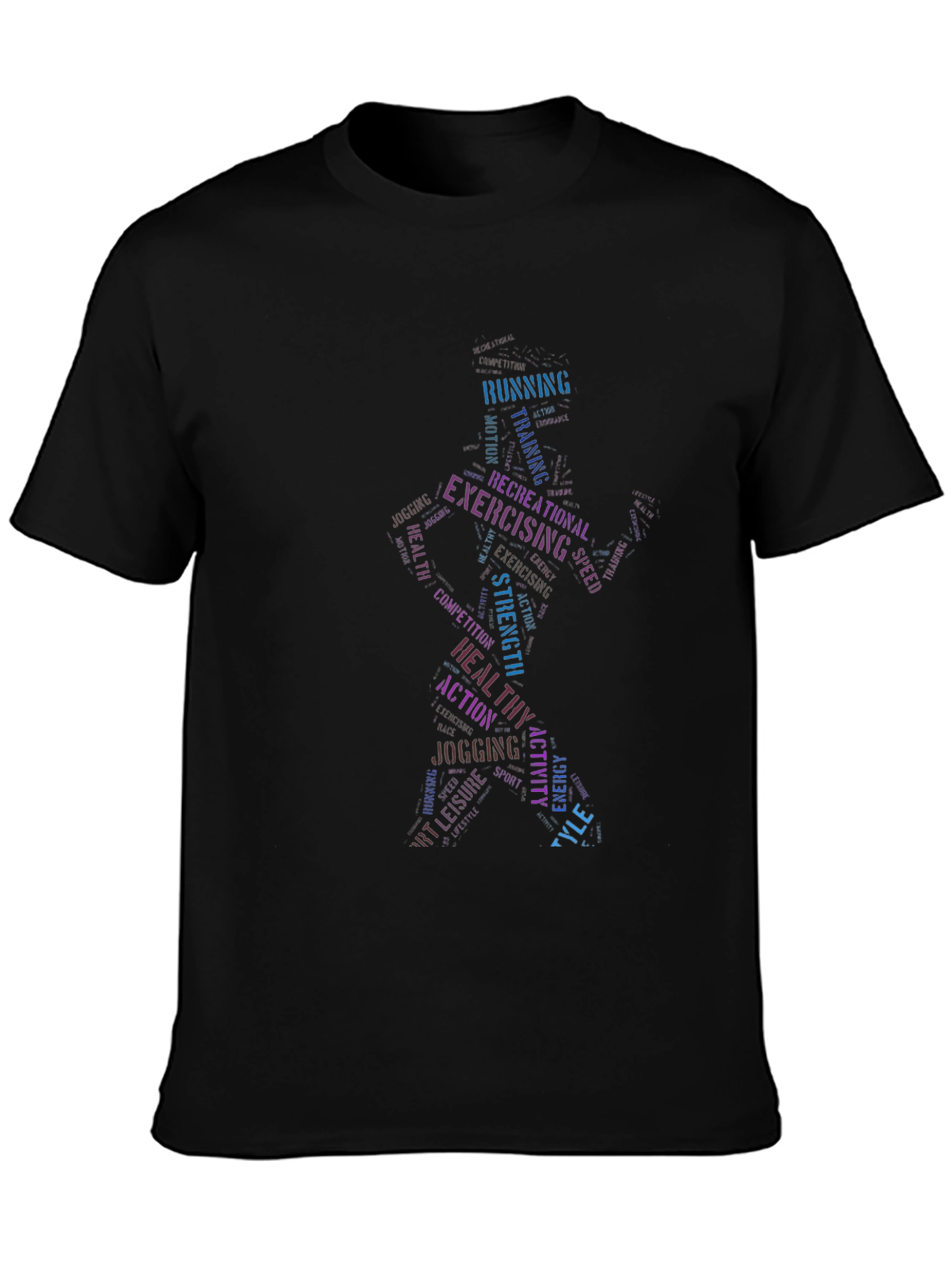 Fitness Word Art Graphic T-Shirt - Exercise Tee