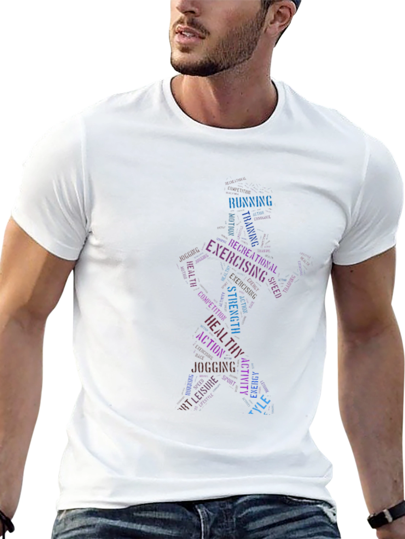 Fitness Word Art Graphic T-Shirt - Exercise Tee
