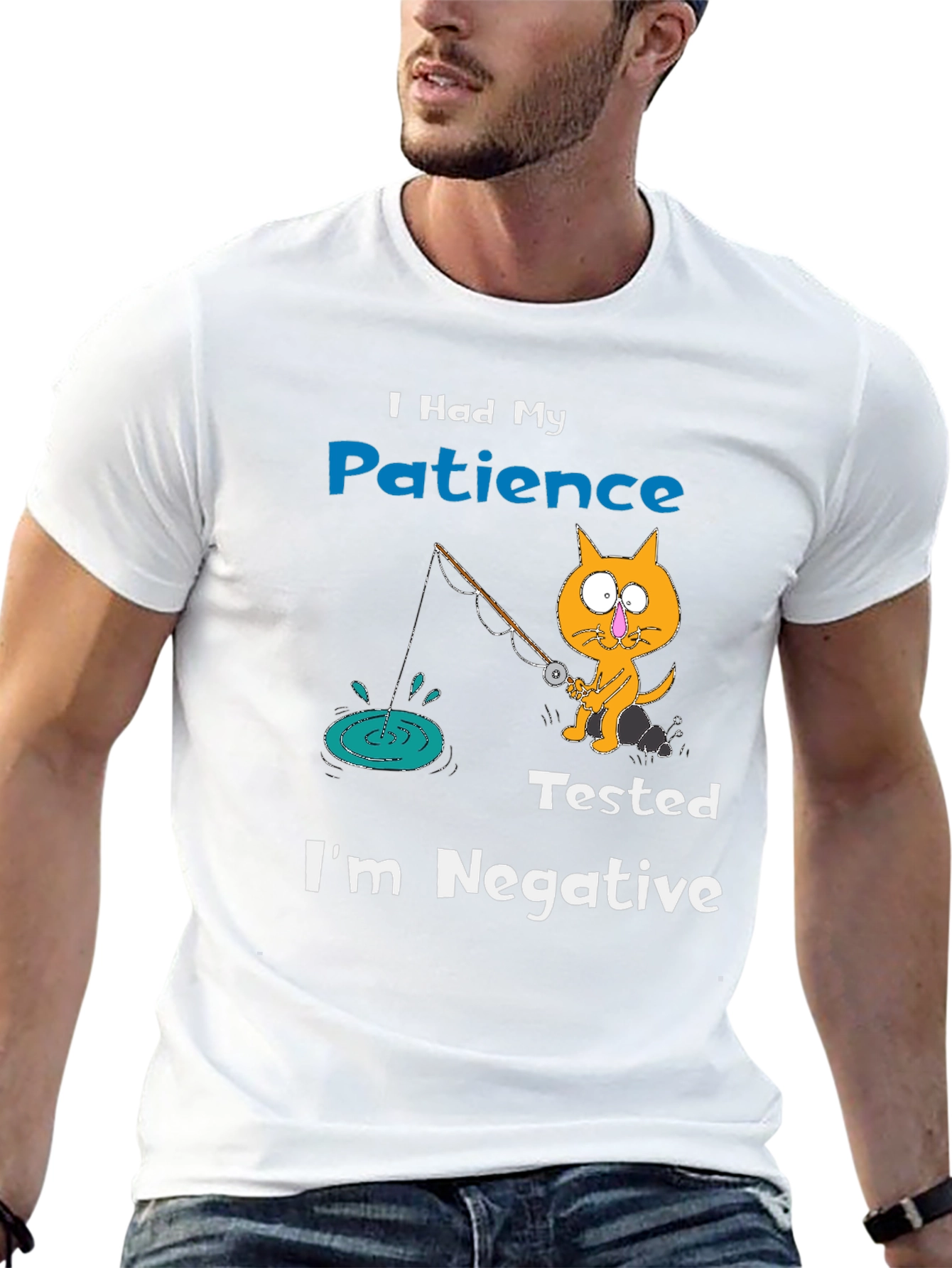 Patience Tested Negative Cat Fishing T-Shirt