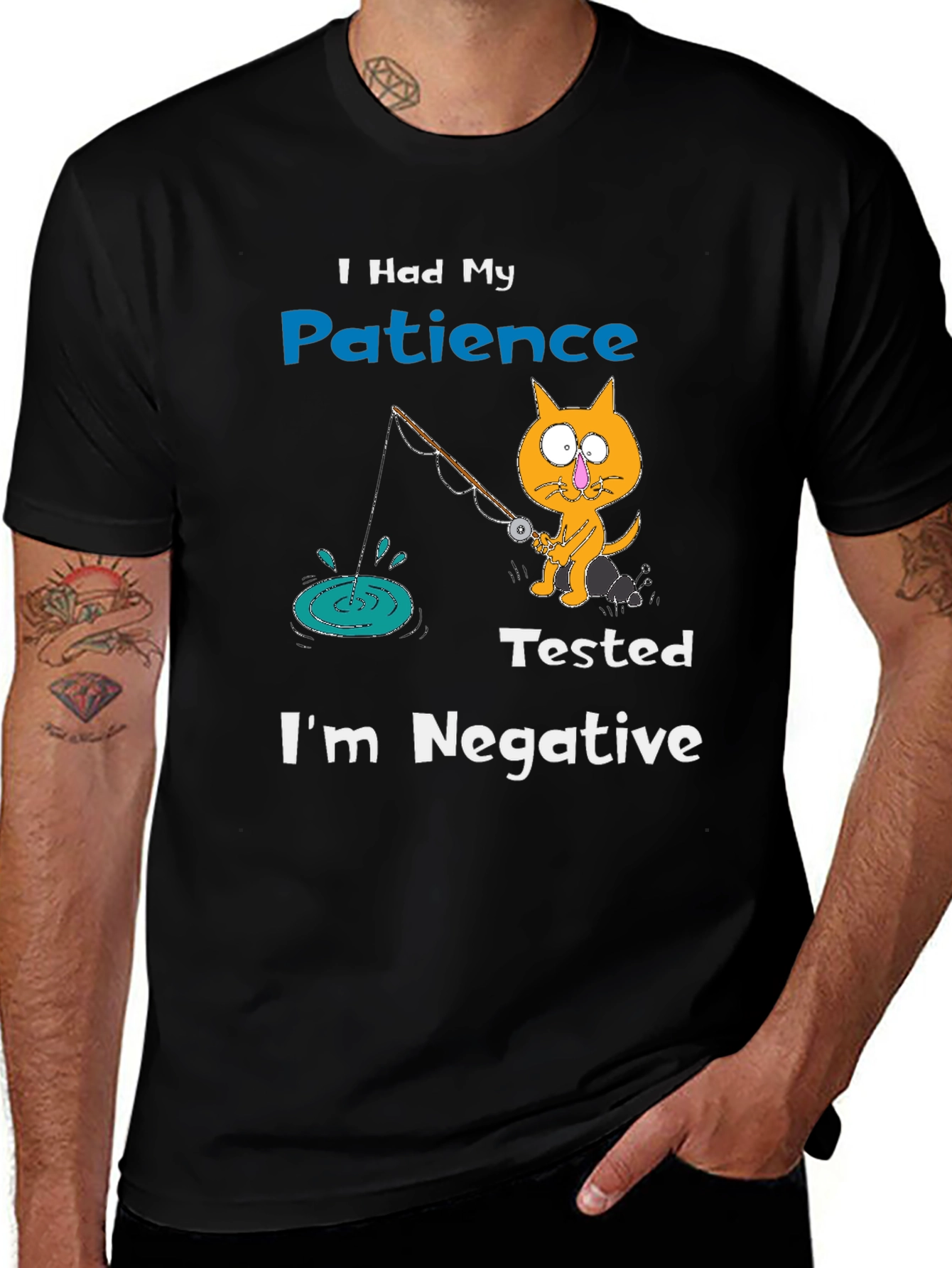 Patience Tested Negative Cat Fishing T-Shirt