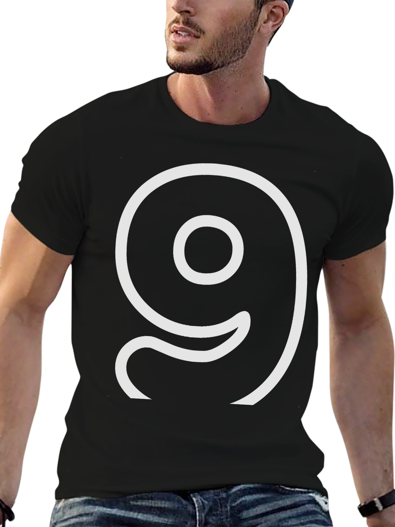 Number Nine Graphic Black Tee Shirt