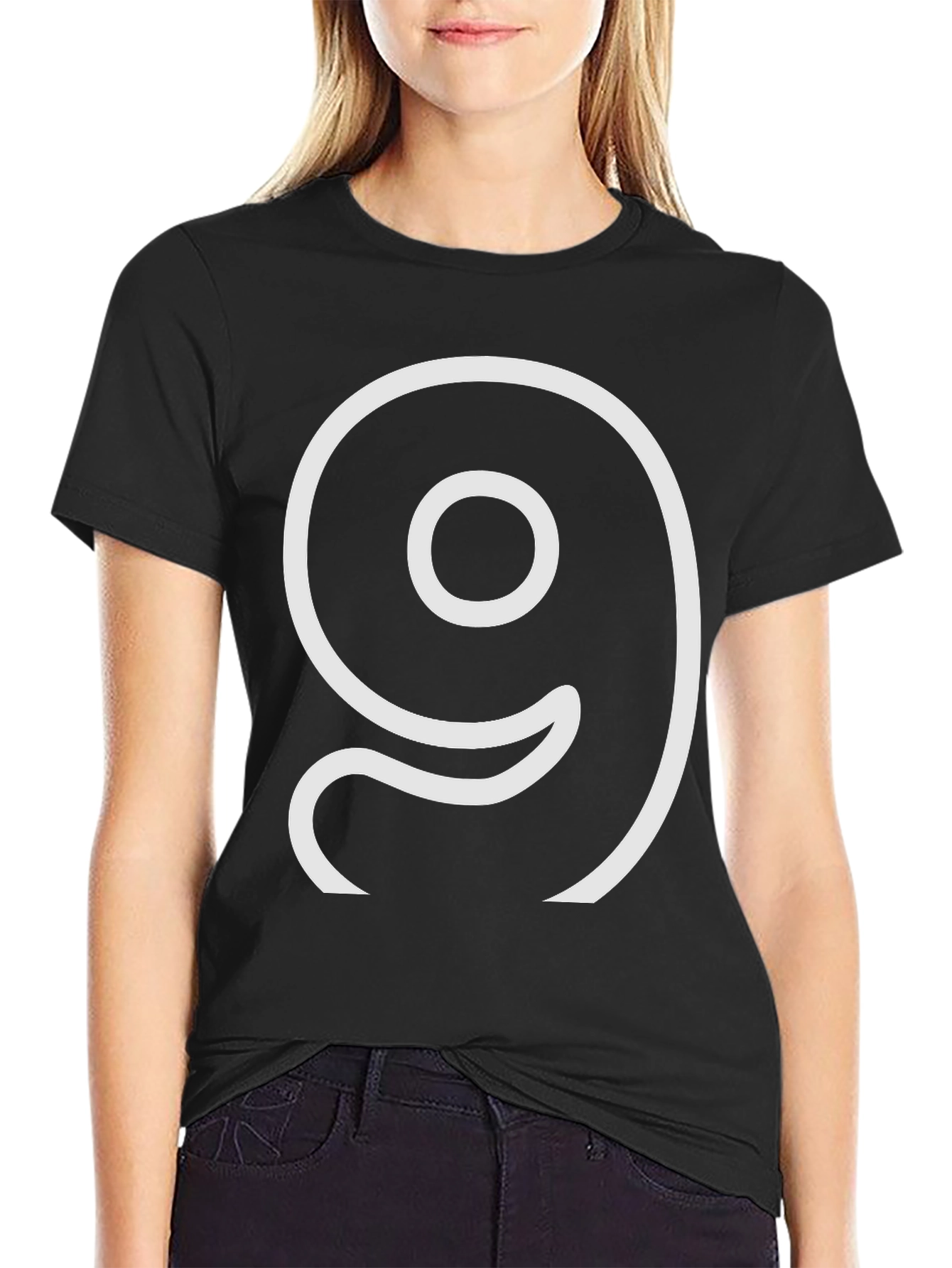 Number Nine Graphic Black Tee Shirt