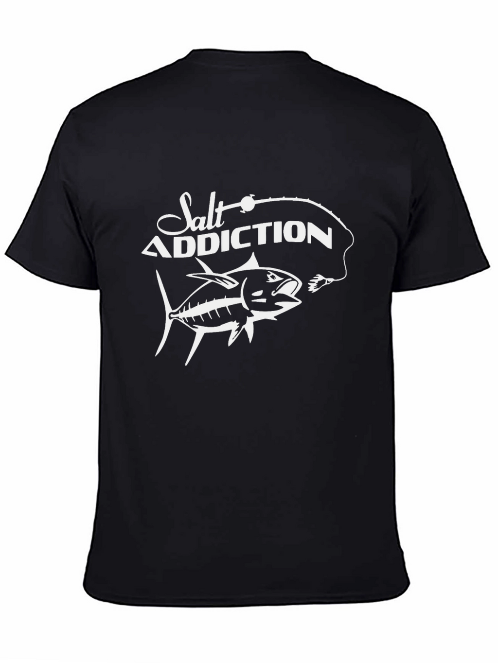 Salt Addiction Black T-Shirt Fishing Angler Graphic Tee