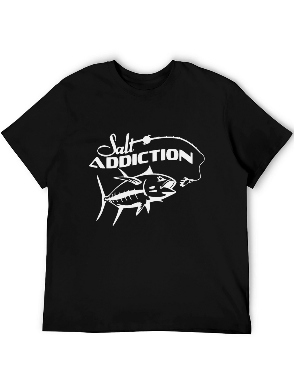 Salt Addiction Black T-Shirt Fishing Angler Graphic Tee