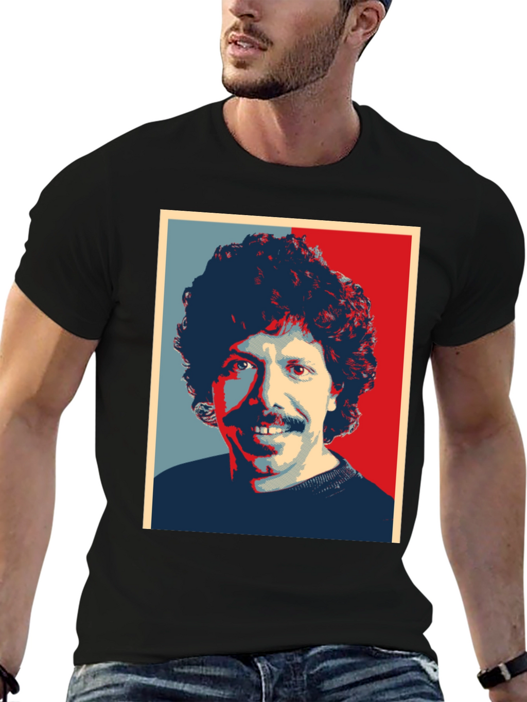 Retro Portrait Graphic Tee - Mens Black T-Shirt