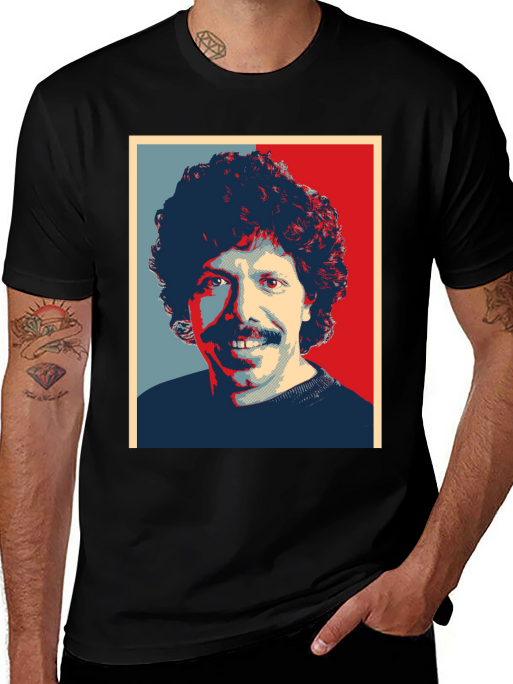 Retro Portrait Graphic Tee - Mens Black T-Shirt