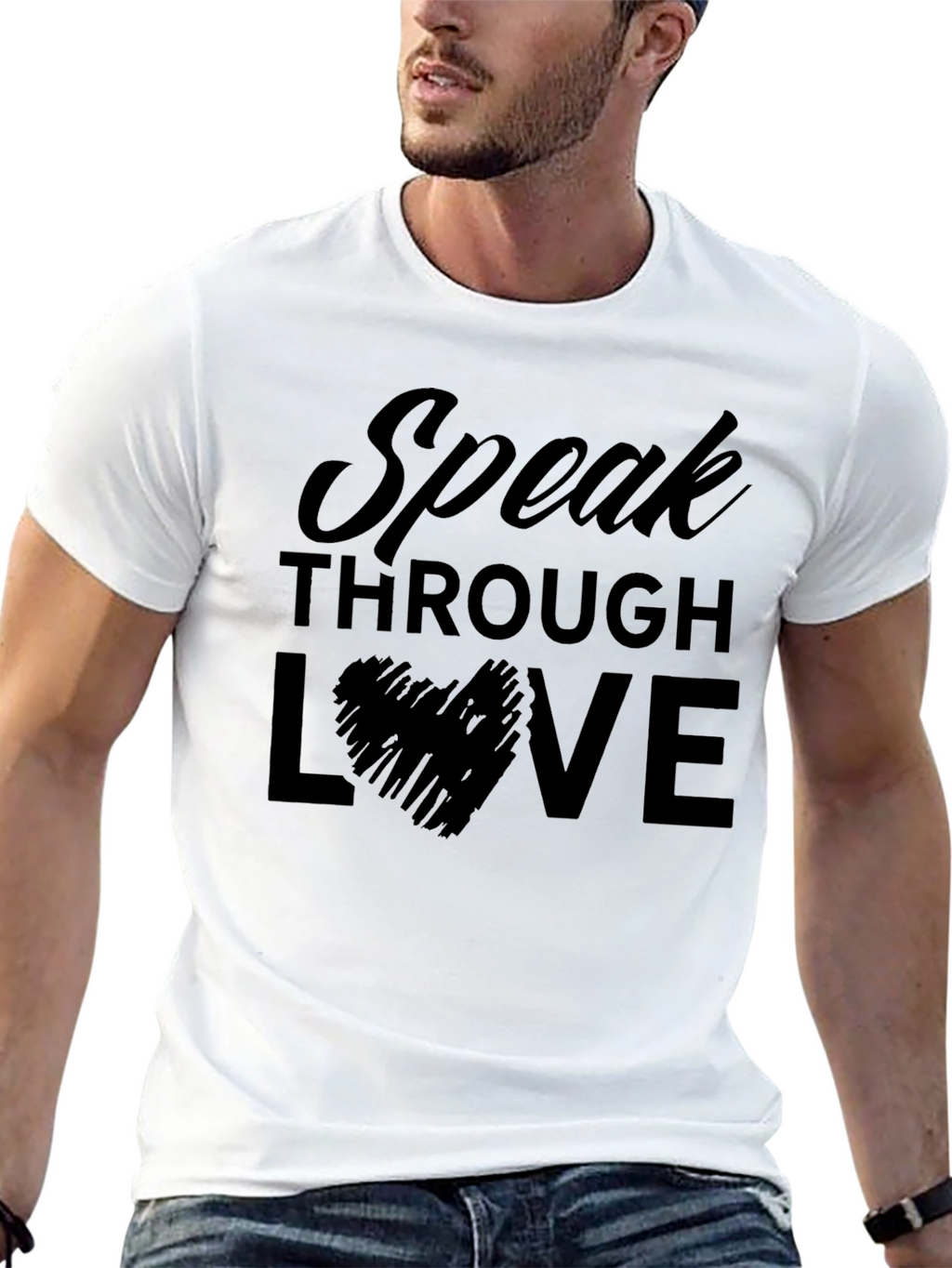 Speak Through Love Graphic T-Shirt - Stylish Mens Tee
