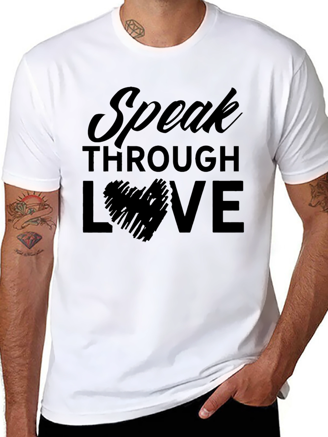Speak Through Love Graphic T-Shirt - Stylish Mens Tee