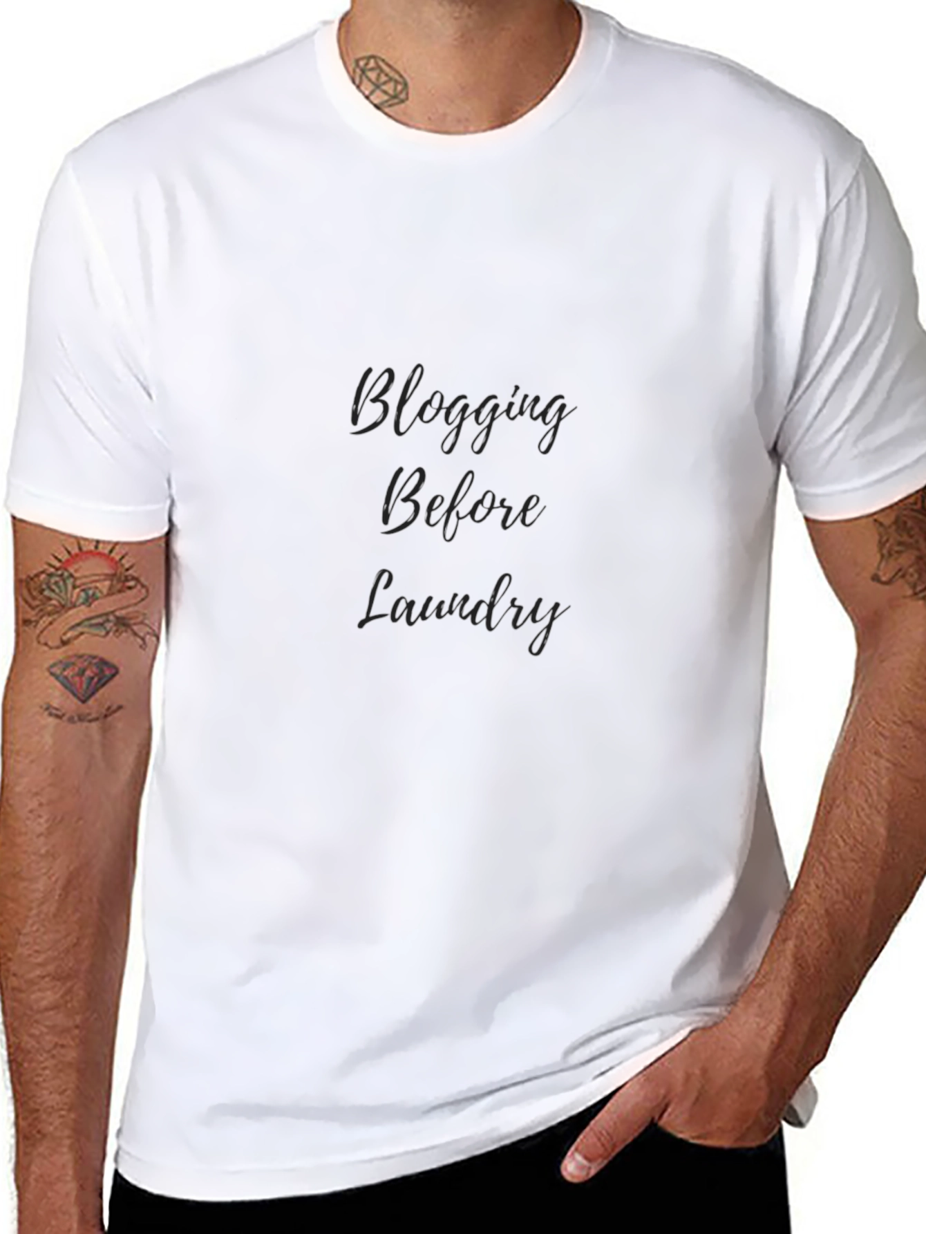 Blogging Before Laundry Black T-Shirt