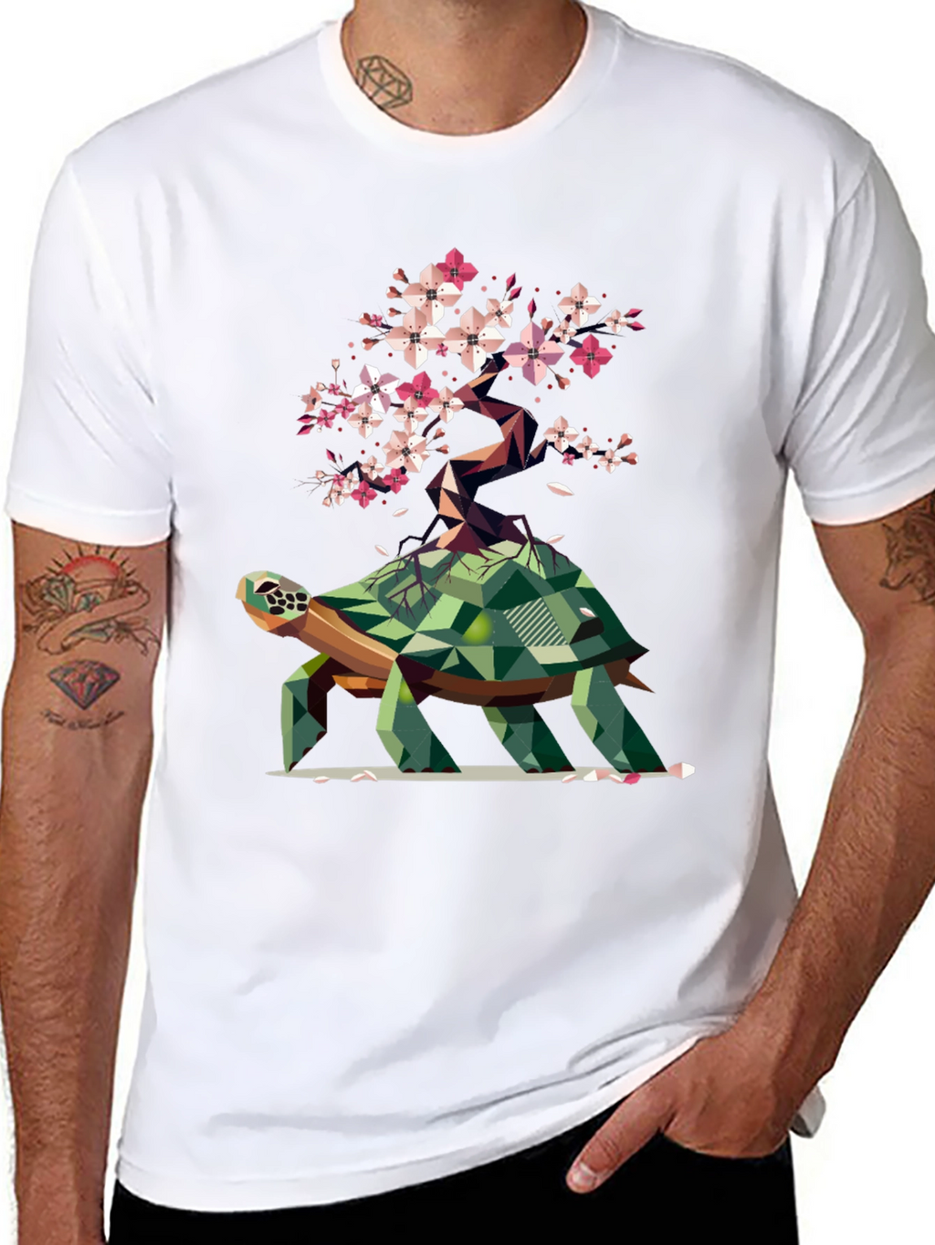 Geometric Turtle Bonsai Graphic Tee