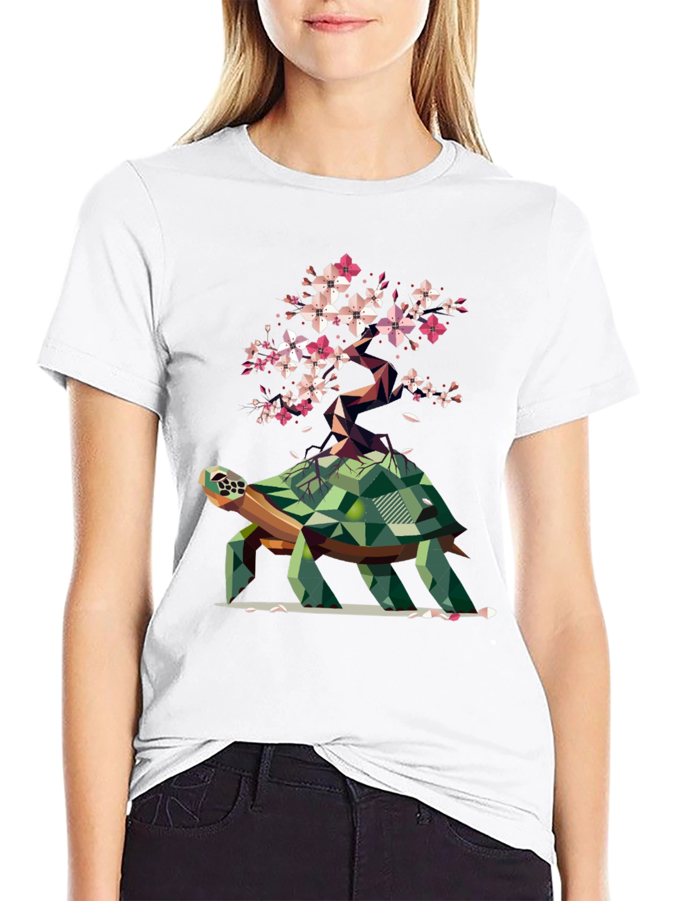 Geometric Turtle Bonsai Graphic Tee