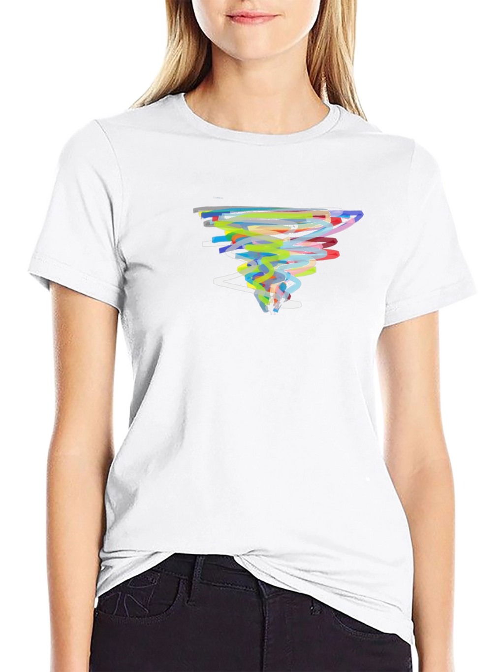 Abstract Tornado Graphic Black T-Shirt