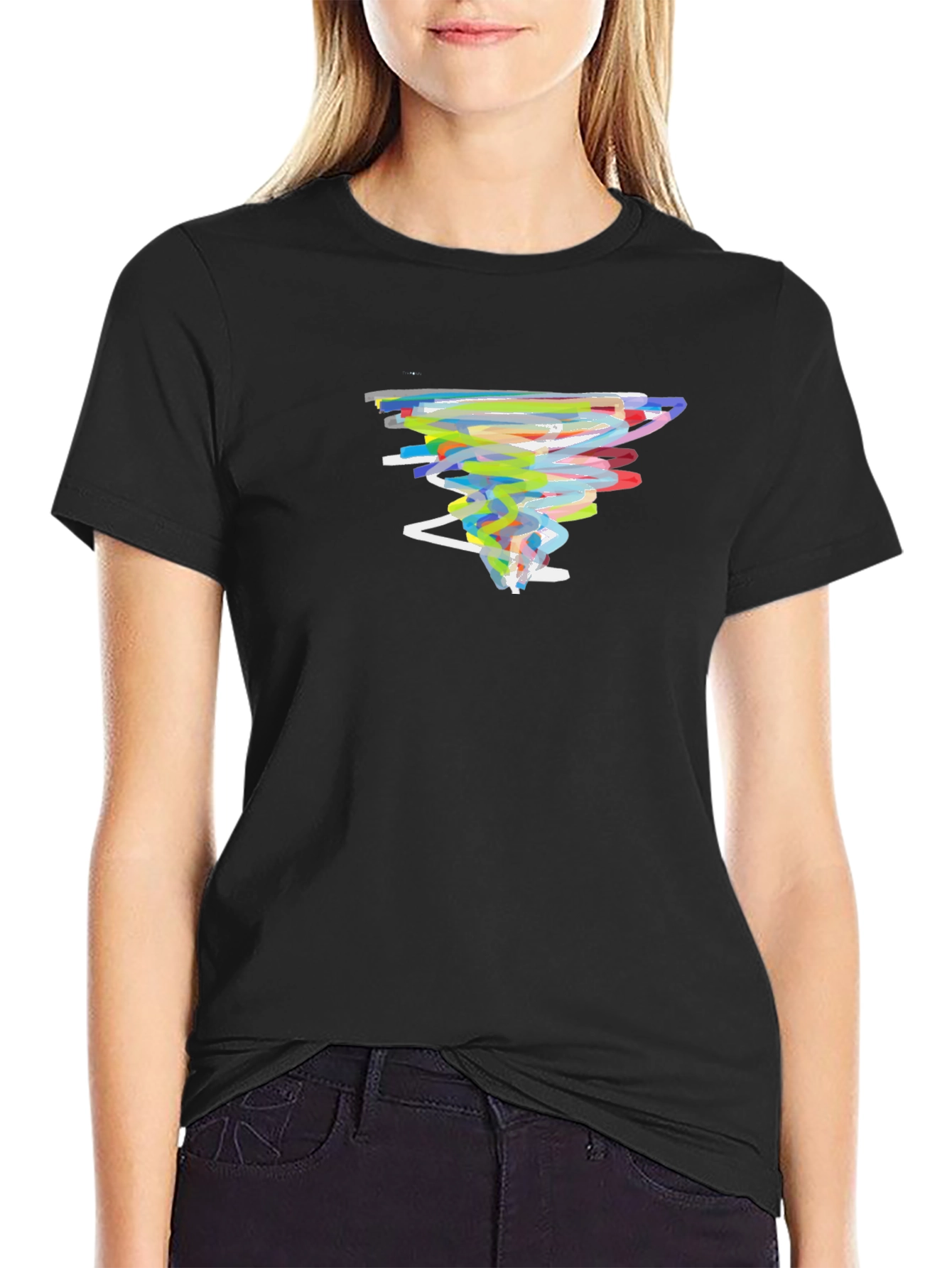Abstract Tornado Graphic Black T-Shirt