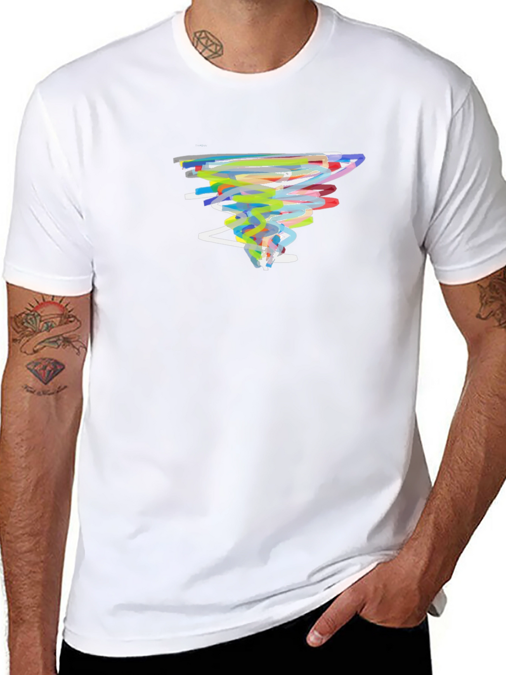 Abstract Tornado Graphic Black T-Shirt