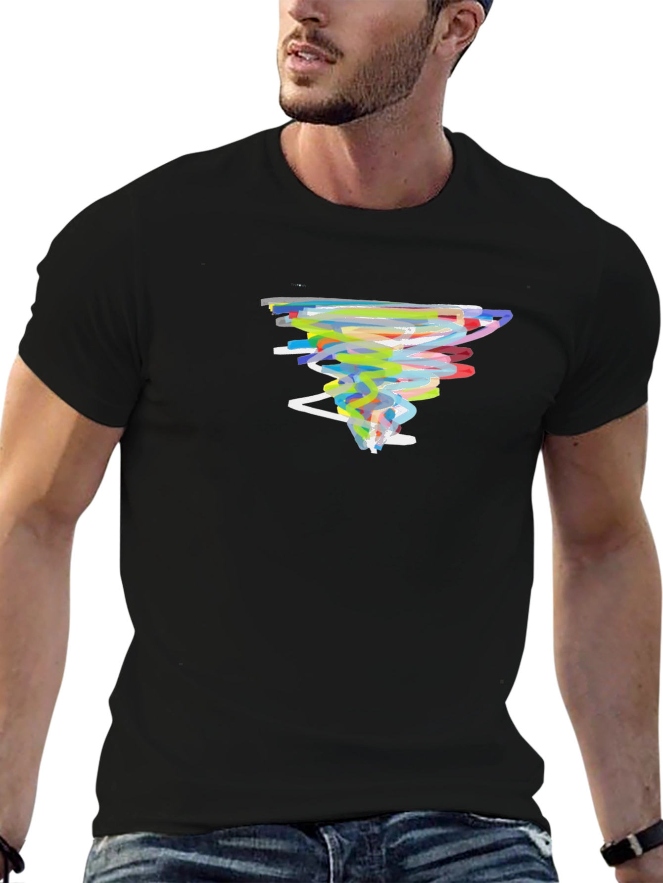 Abstract Tornado Graphic Black T-Shirt